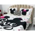 Cuvertura pat dublu, din bumbac tip finet, Identica cu Poza, 3 PIESE, Alb, Mickey&Minnie Mouse, inimioare [12]