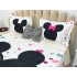 Cuvertura pat dublu, din bumbac tip finet, Identica cu Poza, 3 PIESE, Alb, Mickey&Minnie Mouse, inimioare [20]