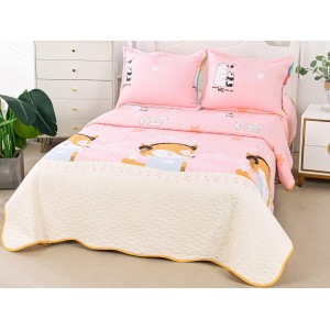 Cuvertura pat 1 PERSOANA din Bumbac Satinat Superior, 3 PIESE, Multicolor, vulpi