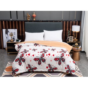 Patura CoCoLiNo cu blanita, Alb-Rosu, fluturi, inimioare