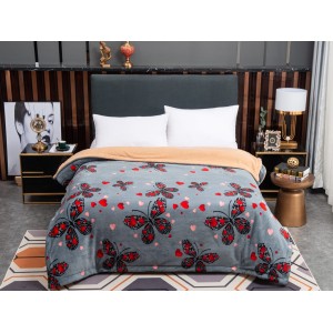 Patura CoCoLiNo cu blanita, Gri-Rosu, fluturi