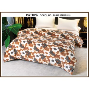 Patura pufoasa cocolino 200x230cm, 220gr, Gri-Maro, flori