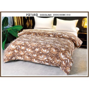 Patura pufoasa cocolino 200x230cm, 220gr, Bej-Maro, trandafiri