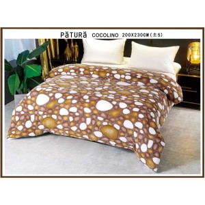 Patura pufoasa cocolino 200x230cm, 220gr, Alb-Maro, pietre