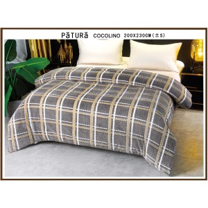 Patura pufoasa cocolino 200x230cm, 220gr, Gri-Bej, patrate