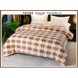 Patura pufoasa cocolino 200x230cm, 220gr, Multicolor, puzzle