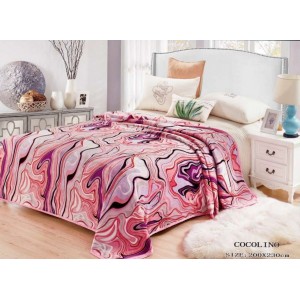 Patura pufoasa cocolino 200x230cm, 300gr/mp. Roz-Multicolor, Abstract