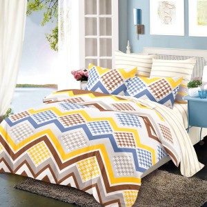 Lenjerie Pat Dublu, FINET, 6 piese, Crem, Maro, Galben, Albastru, Zig-Zag Lenjerie Pat Dublu, FINET, 6 piese, Crem, Maro, Galben, Albastru, Zig-Zag