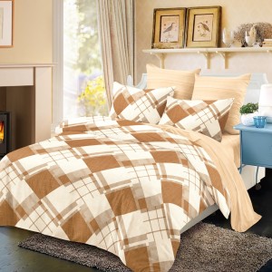 Lenjerie Pat Dublu, FINET, 6 piese, Bej, Maro, Forme Geometrice