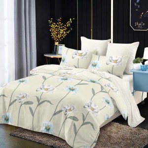 Lenjerie Pat Dublu, FINET, 6 piese, Crem, Flori