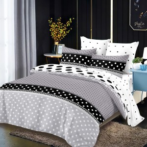 Lenjerie Pat Dublu, FINET, 6 piese, Gri, Negru, Buline Lenjerie Pat Dublu, FINET, 6 piese, Gri, Negru, Buline