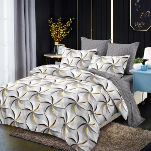 Lenjerie Pat Dublu, FINET, 6 piese, Gri, Model Abstract