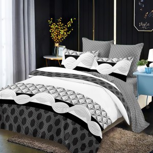 Lenjerie Pat Dublu, FINET, 6 piese, Alb, Negru, Model Clasic Lenjerie Pat Dublu, FINET, 6 piese, Alb, Negru, Model Clasic