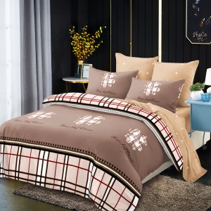 Lenjerie Pat Dublu, FINET, 6 piese, Bej, Maro, Carouri, Trifoi