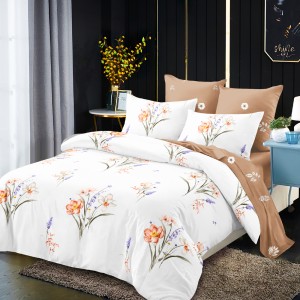 Lenjerie Pat Dublu, FINET, 6 piese, Alb, Maro, Flori Lenjerie Pat Dublu, FINET, 6 piese, Alb, Maro, Flori