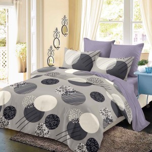 Lenjerie Pat Dublu, FINET, 6 piese, Gri, Movuriu, Cercuri Lenjerie Pat Dublu, FINET, 6 piese, Gri, Movuriu, Cercuri