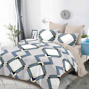 Lenjerie Pat Dublu, FINET, 6 piese, Gri, Bej, Forme Geometrice Lenjerie Pat Dublu, FINET, 6 piese, Gri, Bej, Forme Geometrice