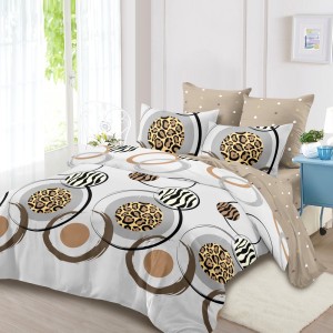 Lenjerie Pat Dublu, FINET, 6 piese, Gri, Bej, Cercuri, Buline