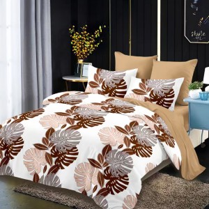 Lenjerie Pat Dublu, FINET, 6 piese, Alb, Maro, Frunze