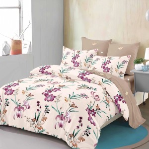 Lenjerie Pat Dublu, FINET, 6 piese, Crem, Bej, Flori