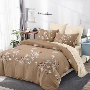 Lenjerie Pat Dublu, FINET, 6 piese, Maro, Bej, Flori