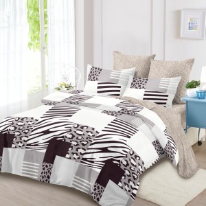 Lenjerie Pat Dublu, FINET, 6 piese, Alb, Bej, Maro, Pătrate, Animal Print Lenjerie Pat Dublu, FINET, 6 piese, Alb, Bej, Maro, Pătrate, Animal Print