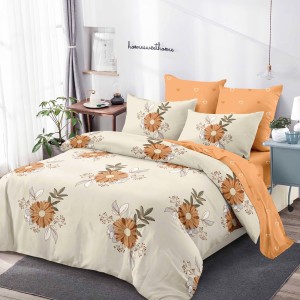 Lenjerie Pat Dublu, FINET, 6 piese, Bej, Flori