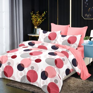 Lenjerie Pat Dublu, FINET, 6 piese, Alb, Roz, Buline Lenjerie Pat Dublu, FINET, 6 piese, Alb, Roz, Buline