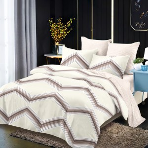 Lenjerie Pat Dublu, FINET, 6 piese, Bej, Maro, Zig-Zag