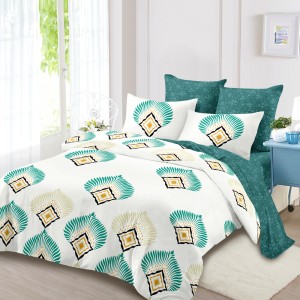 Lenjerie Pat Dublu, FINET, 6 piese, Gri, Verde, Model Clasic