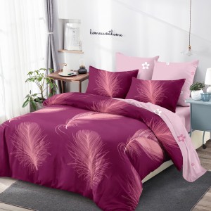 Lenjerie Pat Dublu, FINET, 6 piese, Magenta, Roz, Pene Lenjerie Pat Dublu, FINET, 6 piese, Magenta, Roz, Pene