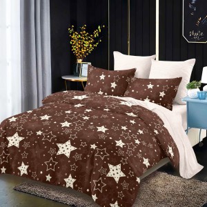 Lenjerie Pat Dublu, FINET, 6 piese, Bej, Maro, Steluțe