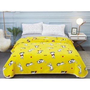 Patura pufoasa cocolino 200x230cm, 300gr/mp, Galben-Alb, pisici