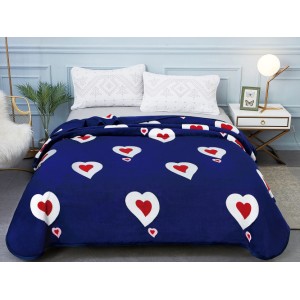 Patura pufoasa cocolino 200x230cm, 300gr/mp, Bleumarin-Alb, inimioare