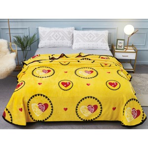 Patura pufoasa cocolino 200x230cm, 300gr/mp, Galben-Rosu, inimioare