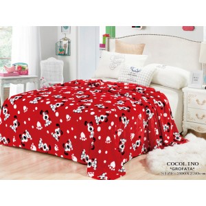 Patura pufoasa cocolino gofrata 200x230cm, 300gr/mp, Rosu-Alb, Catelusi