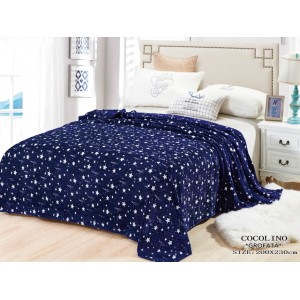 Patura pufoasa cocolino gofrata 200x230cm, 300gr/mp, Bleumarin-Alb, Stelute