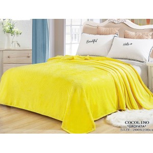 Patura pufoasa cocolino gofrata 200x230cm, 300gr, Galben