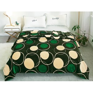 Patura pufoasa cocolino gofrata 200x230cm, 300gr, Crem-Verde, cercuri