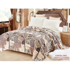 Patura pufoasa cocolino gofrata 200x230cm, 300gr/mp, Bej-Maro, Forme geometrice