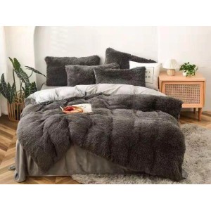 Lenjerie pat super pufoasa COCOLINO Fluffy 6 piese Gri
