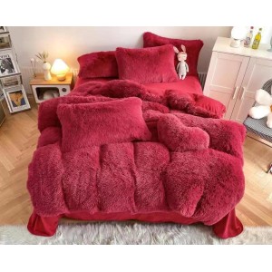 Lenjerie pat super pufoasa COCOLINO Fluffy 6 piese Rosu