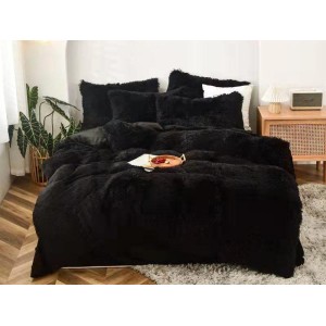 Lenjerie pat super pufoasa COCOLINO Fluffy 6 piese Negru