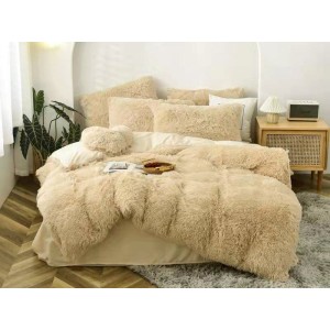 Lenjerie pat super pufoasa COCOLINO Fluffy 6 piese Bej