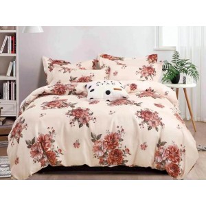 Lenjerie pat dublu, FINET, 6 piese, Crem-Multicolor, flori Lenjerie pat dublu, FINET, 6 piese, Crem-Multicolor, flori