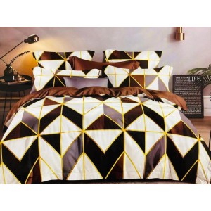 Lenjerie pat dublu, FINET, 6 piese, Negru-Alb, forme geometrice Lenjerie pat dublu, FINET, 6 piese, Negru-Alb, forme geometrice