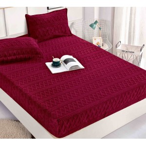 Cearsaf cu elastic COCOLINO, 180x200x25cm, 2 fete de perne, Jojo Home, model Tricotat, Grena