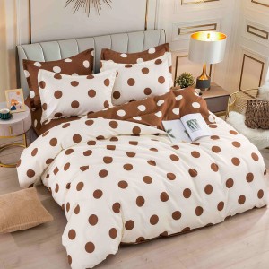 Lenjerie pat dublu,  FINET, 6 piese, Jojo Home, Crem-Maro, buline