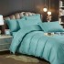Lenjerie HoReCa, pat single, Damasc Finetat Deluxe, 4 piese, Jojo Home, Bleu Aqua [3]