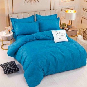 Lenjerie pat 1 PERSOANA,  FINET, 4 piese, Jojo Home, Albastru, model floral